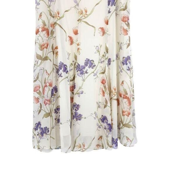 Chico's Cottage Core Farmcore Chiffon Botanical Floral Maxi Skirt Ivory Size 1 - Picture 8 of 11